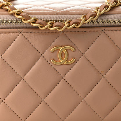 Chanel Lambskin Quilted Small Top Handle Vanity Case With Chain Beige 8 of 10