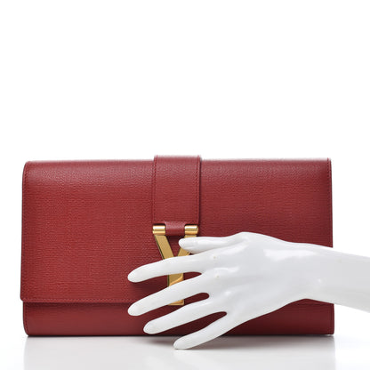 Saint Laurent Textured Calfskin Classic Y Ligne Clutch Red 2 of 13