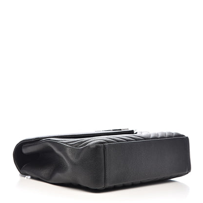 Saint Laurent Sheepskin Matelasse Chevron Monogram Large College Satchel Black 4 of 13