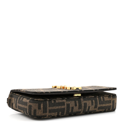 Fendi Fabric Jacquard Vitello Grace FF 1974 Fendigraphy Wallet On Chain Tobacco Moro Ebano 5 of 12