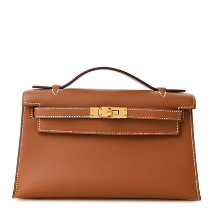 Hermes Swift Kelly Pochette Clutch Gold 1 of 11
