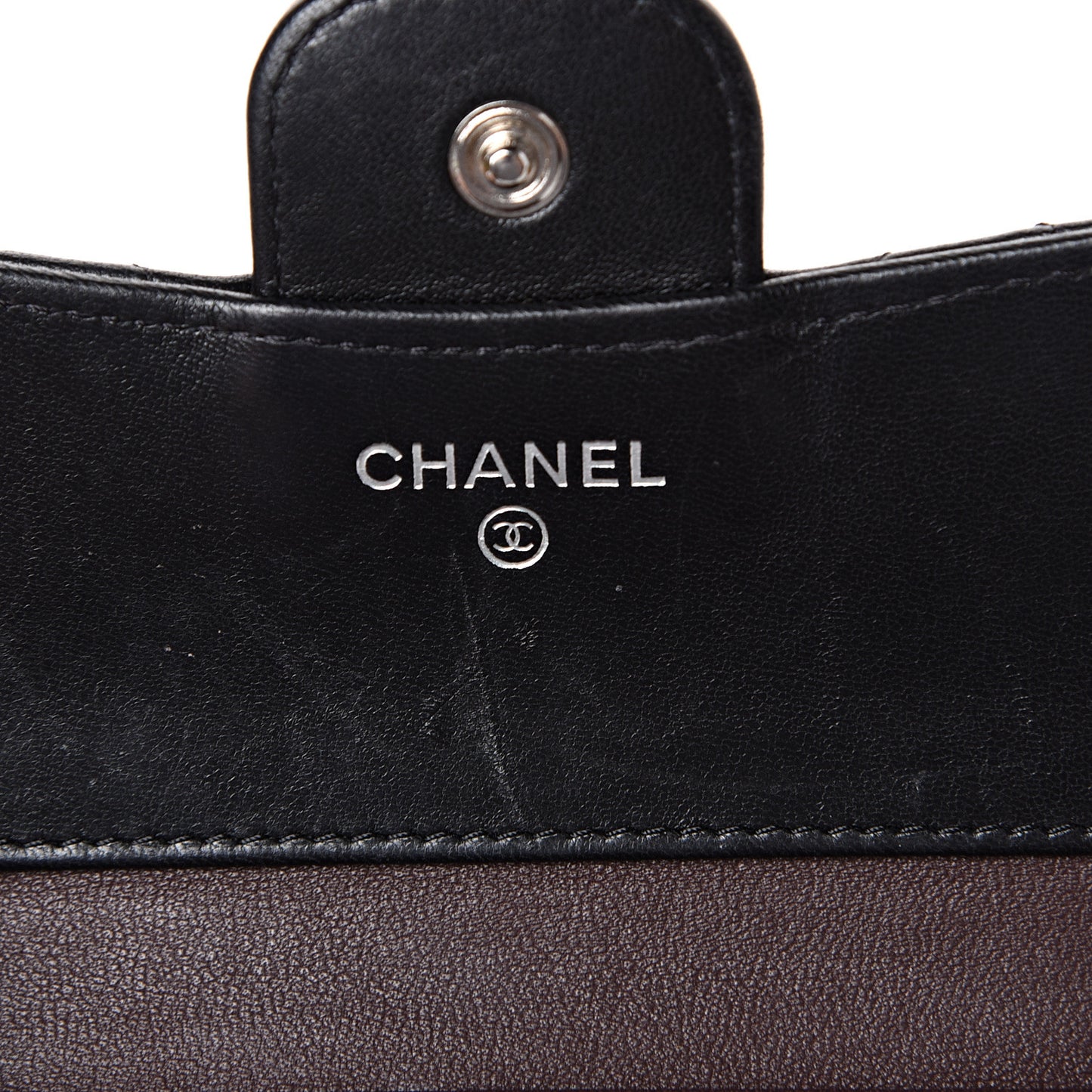 Lambskin Quilted Compact Flap Wallet Black