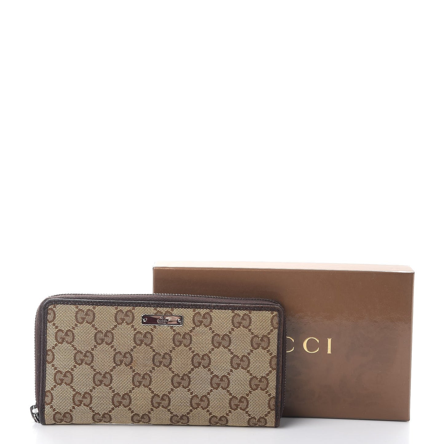 Monogram Metal Bar Zip Around Wallet Dark Brown