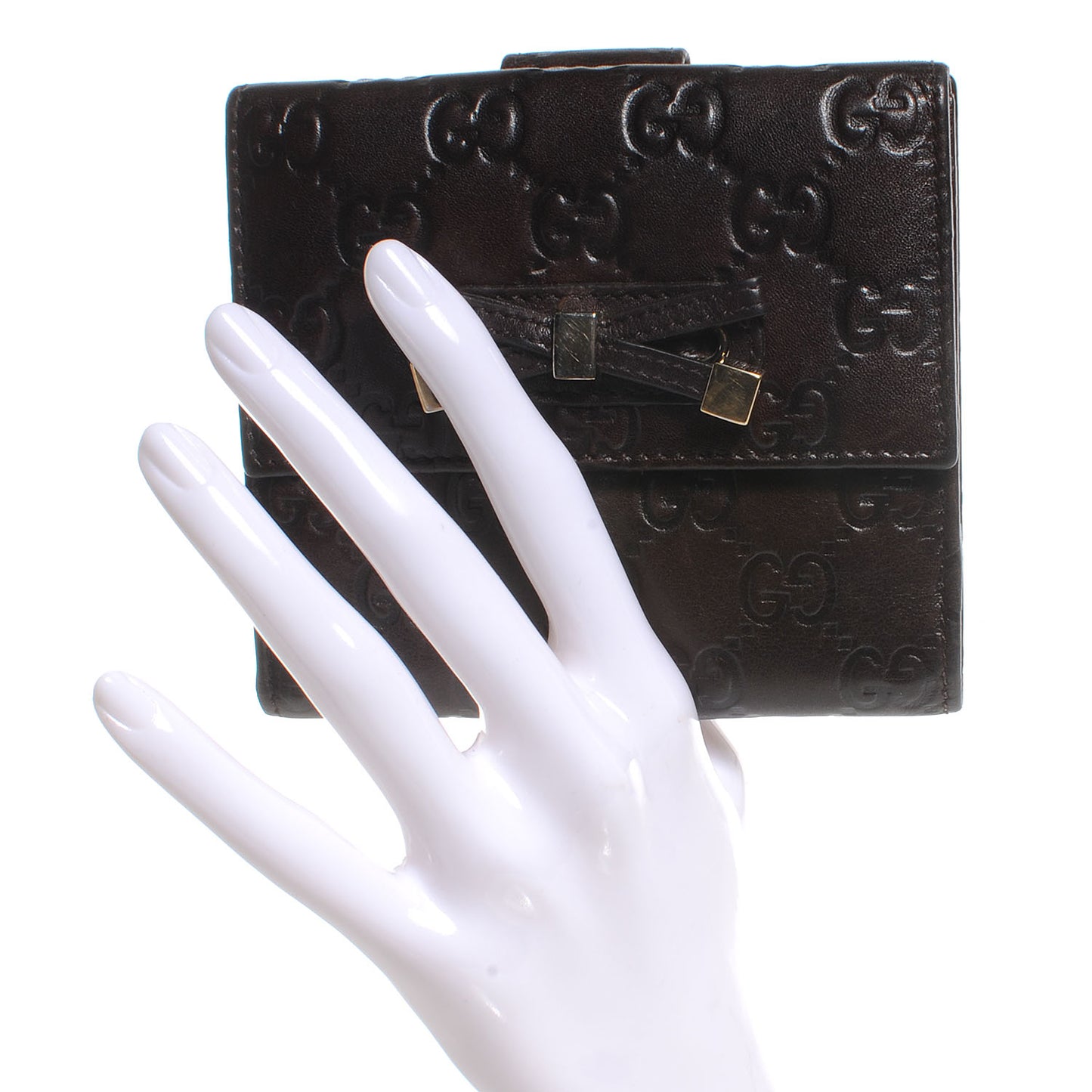 Guccissima Princy French Flap Wallet Chocolate Brown