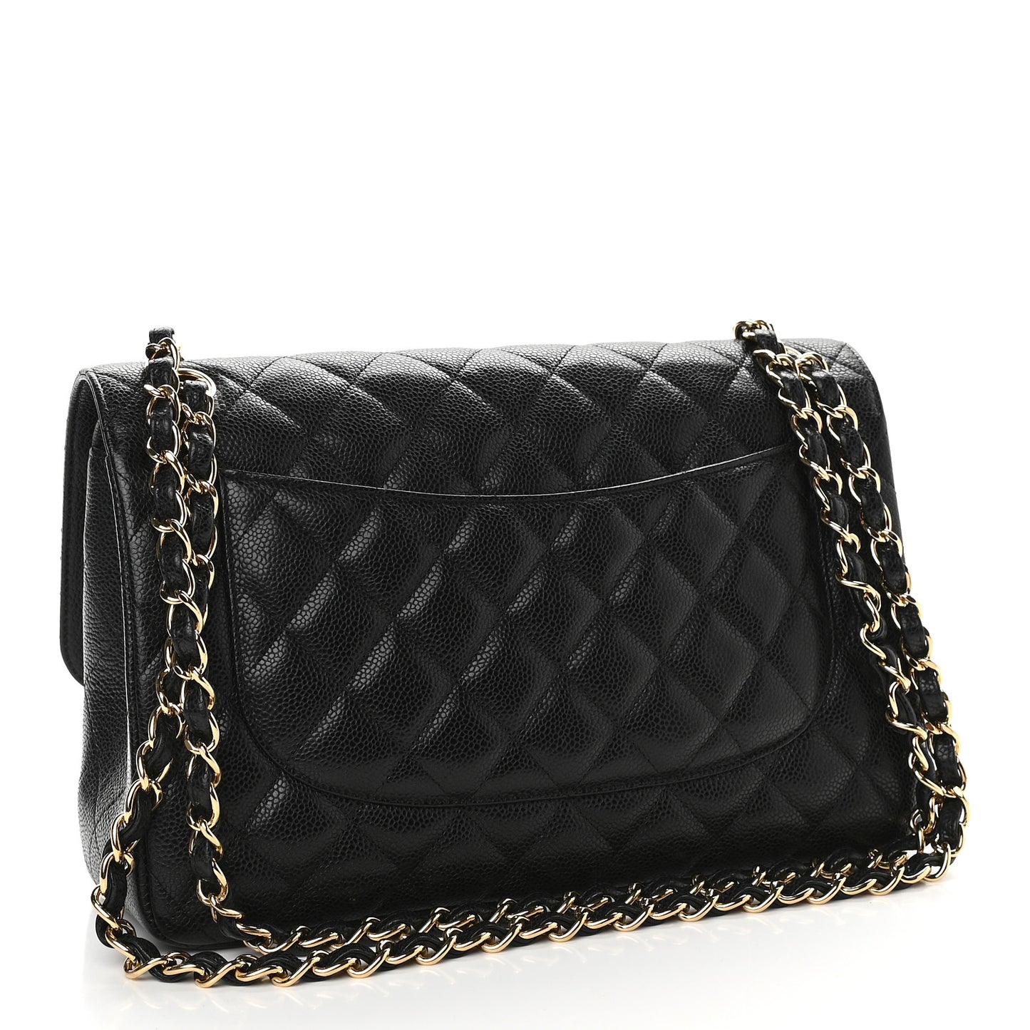 Caviar Quilted Jumbo Double Flap Black