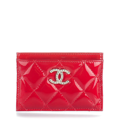 Chanel Patent Quilted Brilliant Card Holder Red 1 of 8