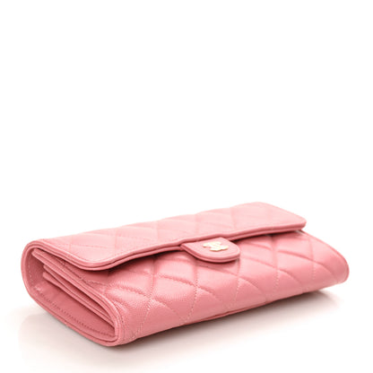 Chanel Caviar Quilted Large Gusset Flap Wallet Dark Pink 4 of 10