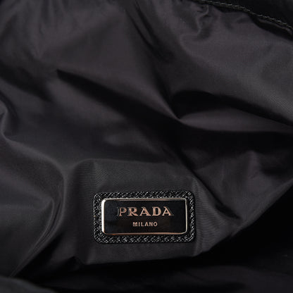 Prada Tessuto Nylon Saffiano Seahorse Drawstring Backpack Black 5 of 9