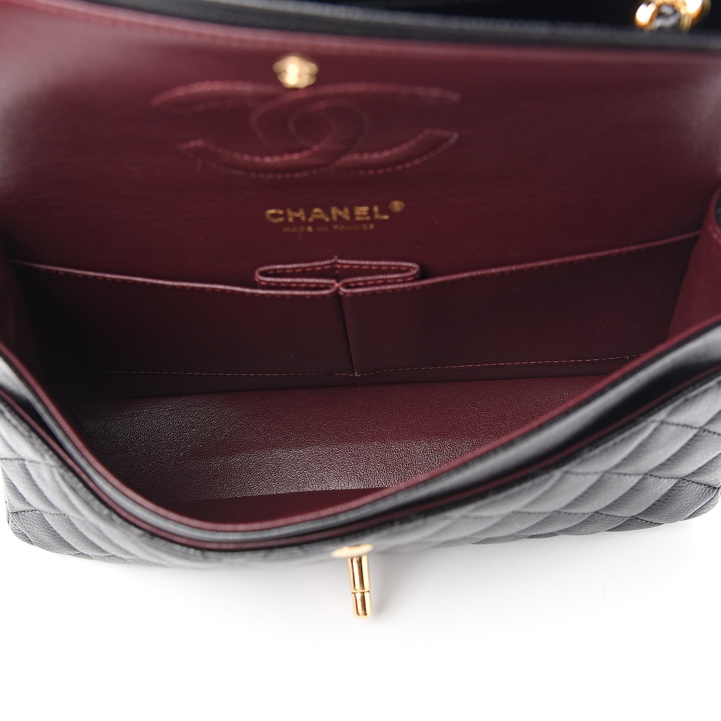 Caviar Quilted Medium Double Flap Black