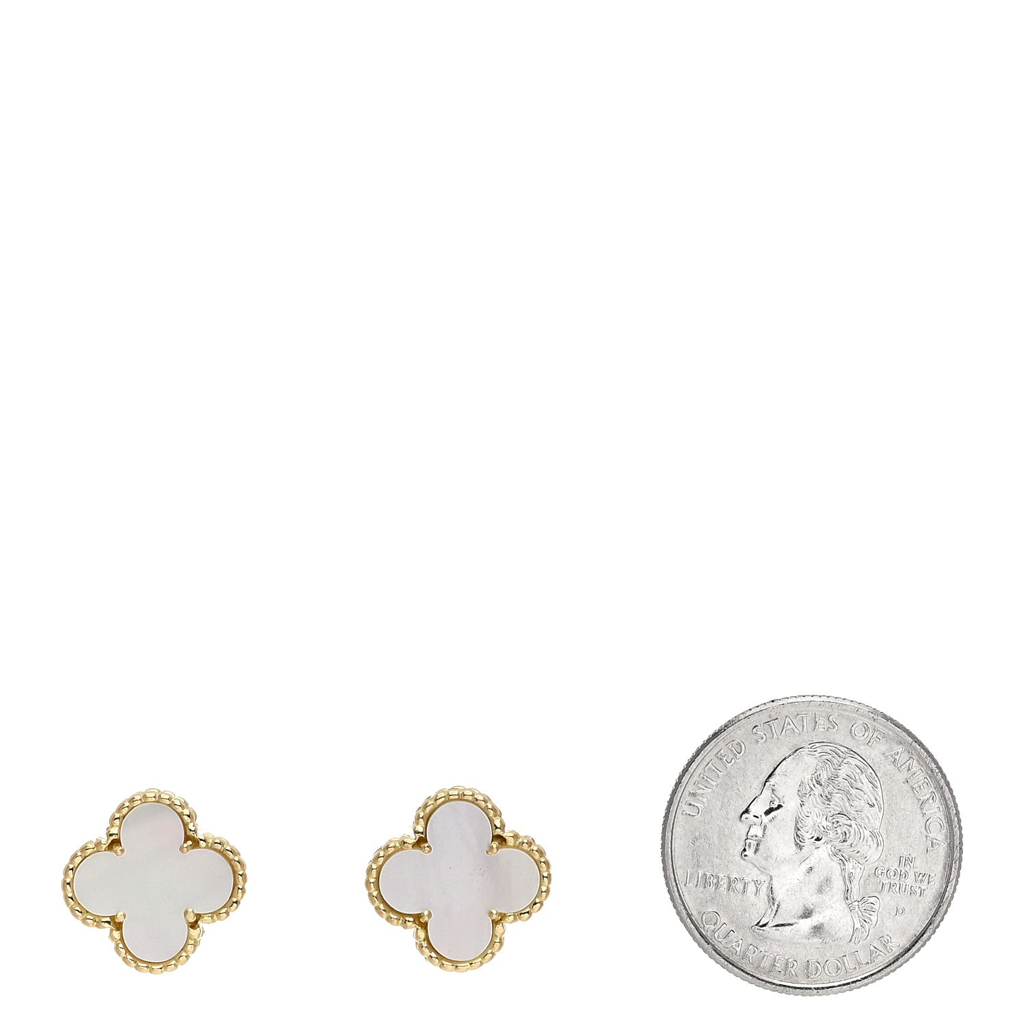 Van Cleef & Arpels 18K Yellow Gold Mother of Pearl Vintage Alhambra Earrings 2 of 5