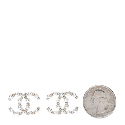 Chanel Pearl Crystal Nefertiti CC Earrings Gold 2 of 5