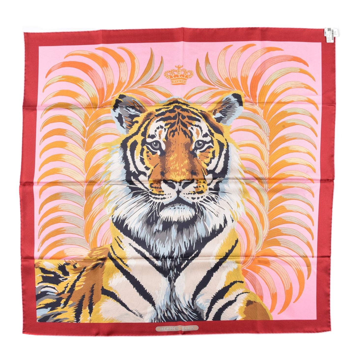 Silk Tiger Royal Double Face Scarf 90 Rose Bleu Multicolor