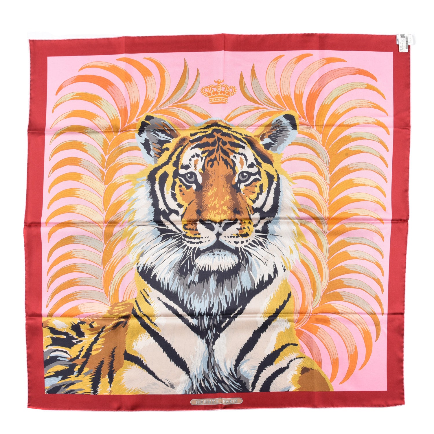Hermes Silk Tiger Royal Double Face Scarf 90 Rose Bleu Multicolor 1 of 6