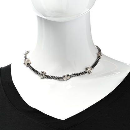 Chanel Ruthenium Crystal Chain CC Lucky Charms Choker Silver 1 of 5