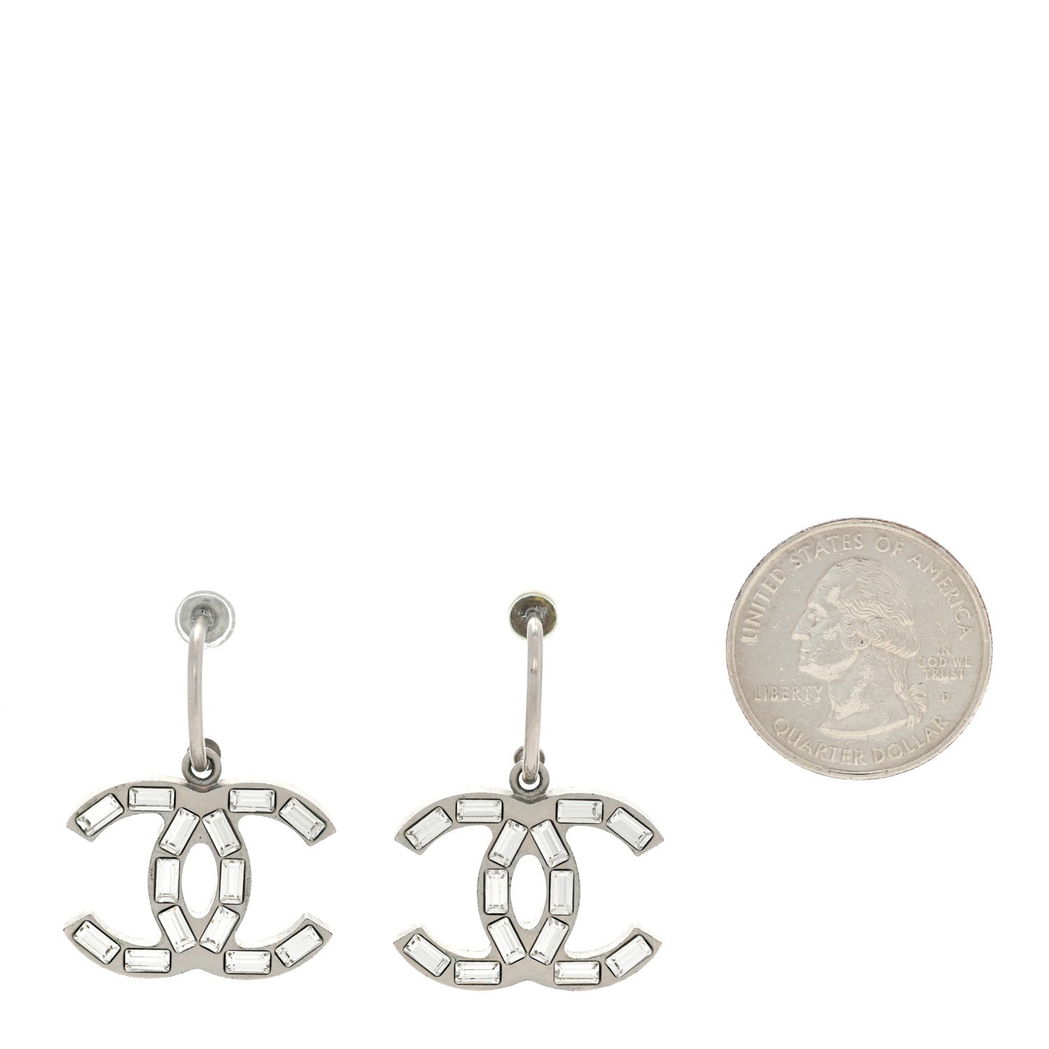 Chanel Baguette Crystal CC Dangle Earrings Gold 2 of 5