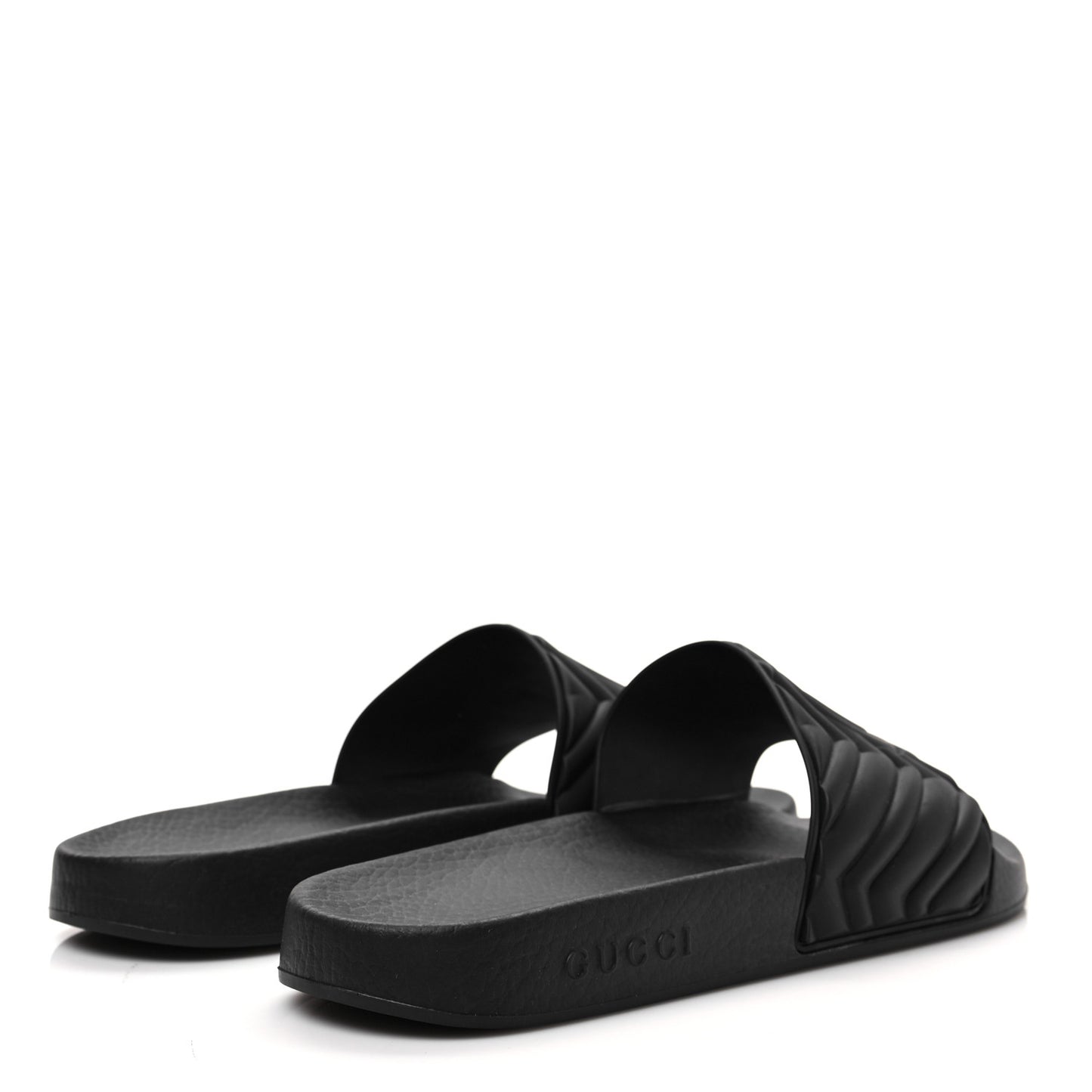 Rubber Matelasse Interlocking G Mens Slide Sandals 9 Black White
