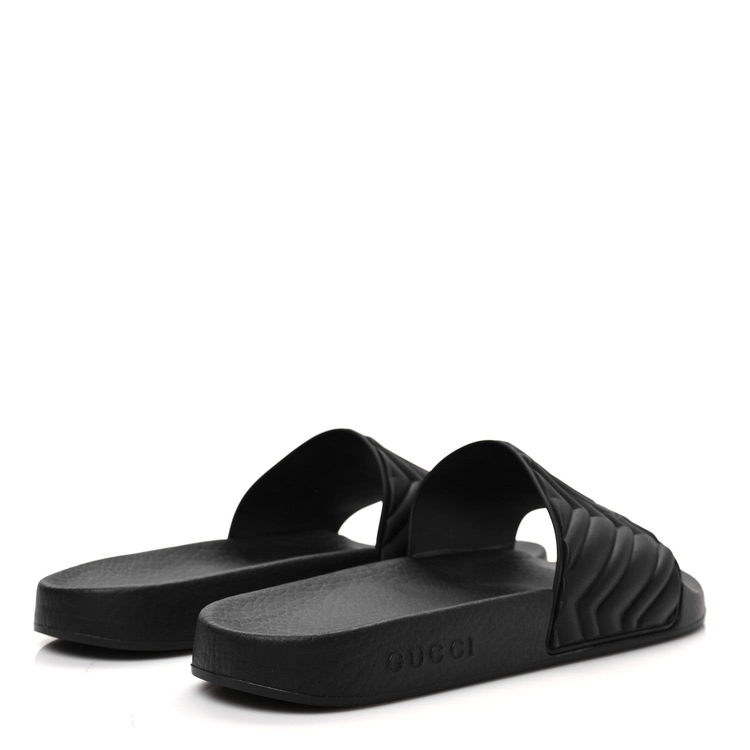 Gucci Rubber Matelasse Interlocking G Mens Slide Sandals 9 Black White 4 of 7