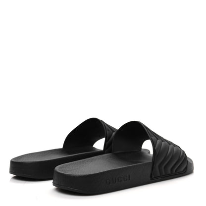 Gucci Rubber Matelasse Interlocking G Mens Slide Sandals 9 Black White 4 of 7