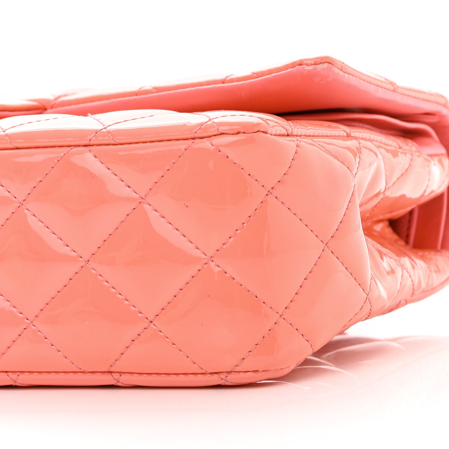Patent Quilted Medium Double Flap Coral