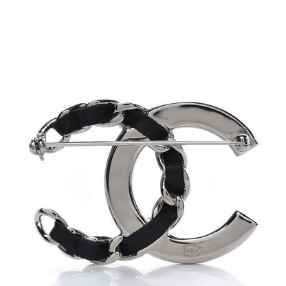 Chanel Lambskin Baguette Crystal CC Brooch Black Silver 3 of 5