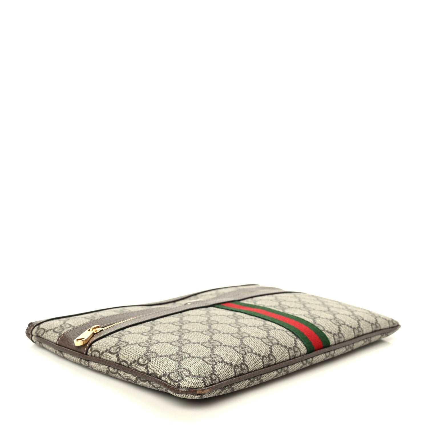 Gucci GG Supreme Monogram Large Ophidia Pouch Clutch Brown 1828618
