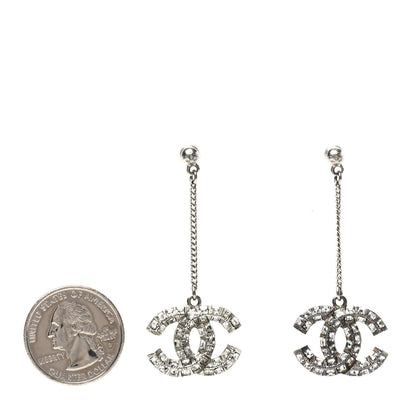 Chanel Baguette Crystal CC Drop Earrings Silver 2 of 4