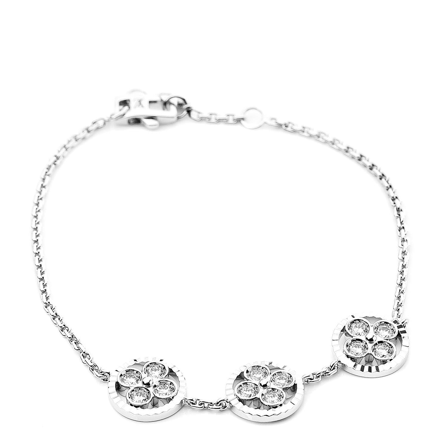 18K White Gold Diamond Three Blossom BB Bracelet