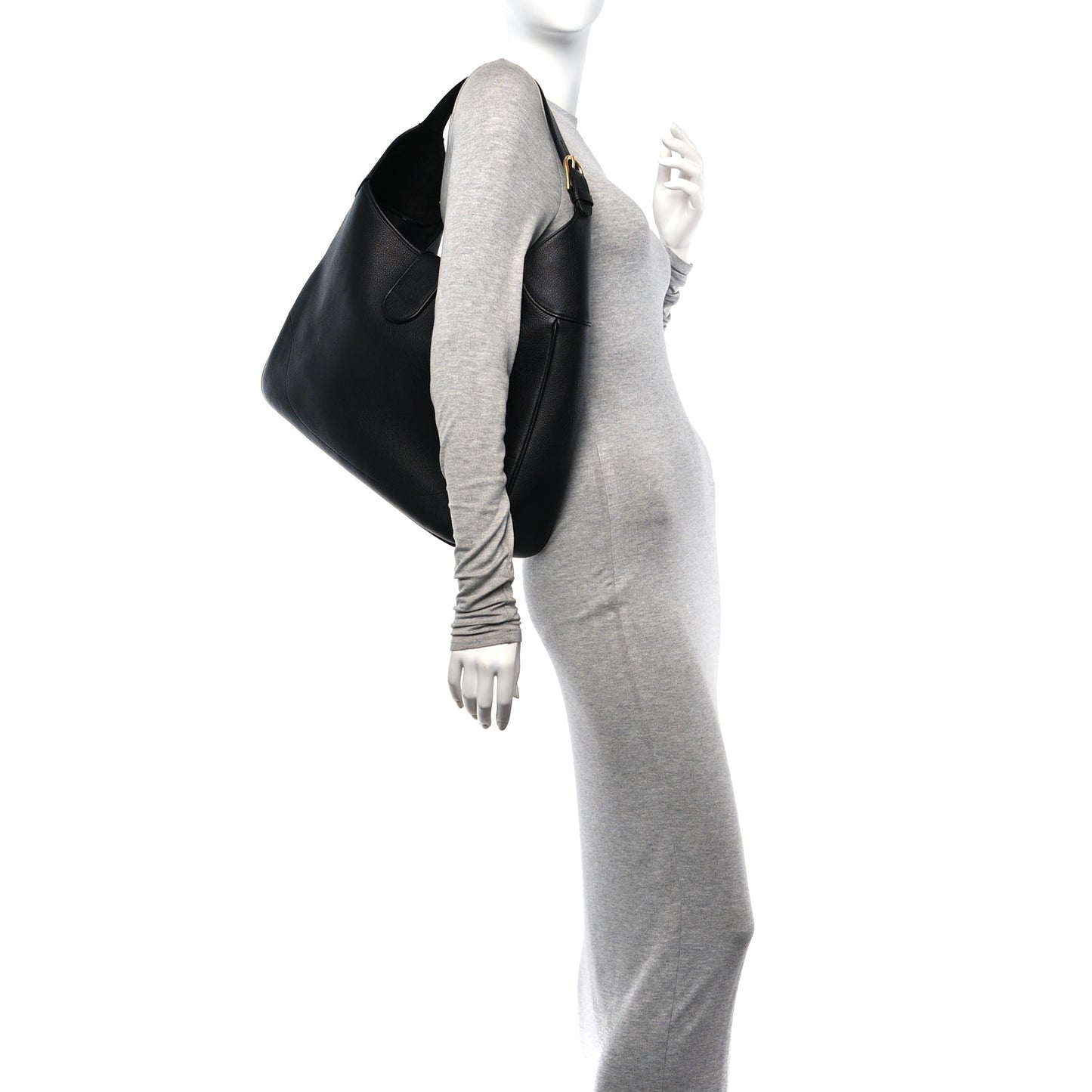 Goatskin Large Aphrodite Shoulder Bag Black