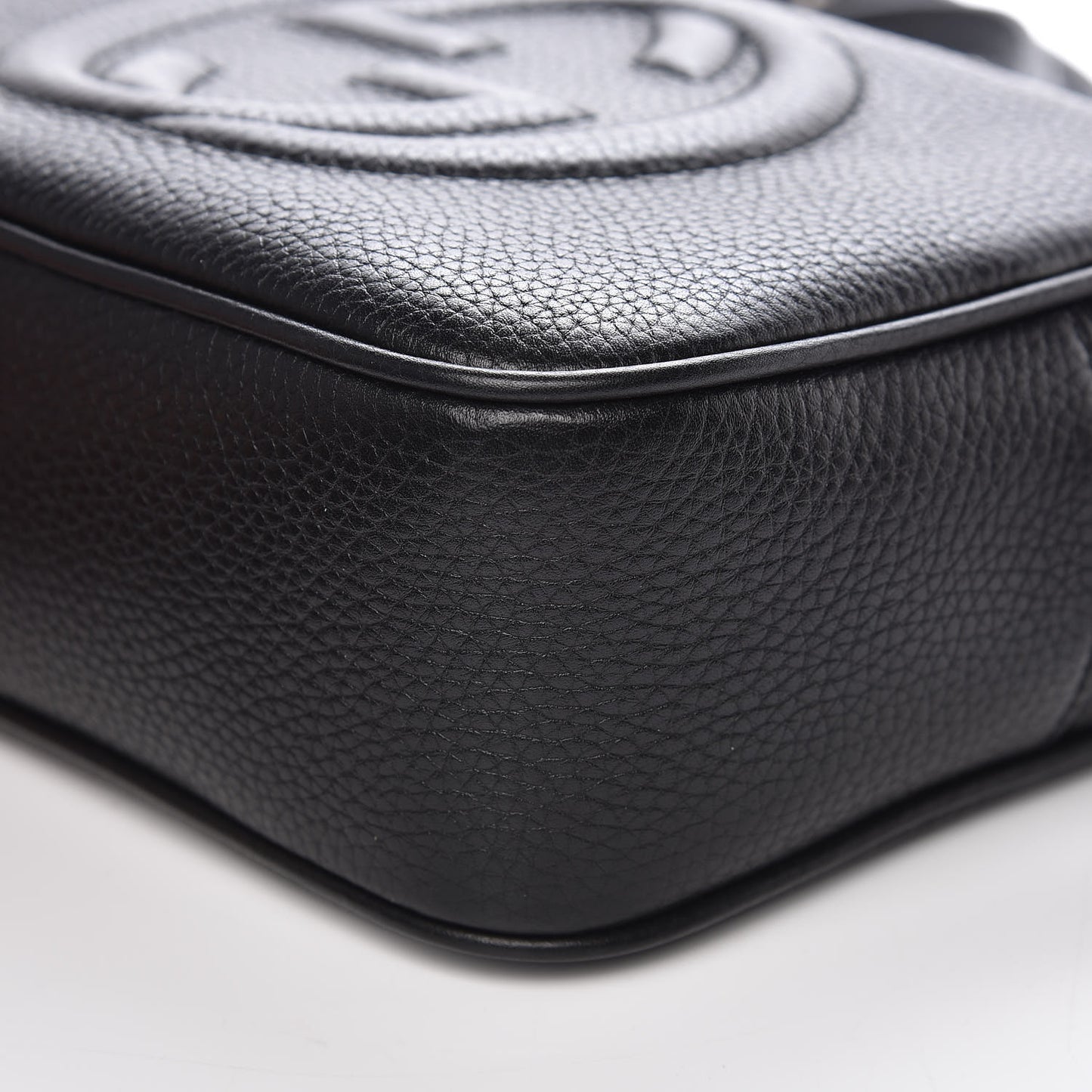Pebbled Calfskin Small Soho Disco Bag Black