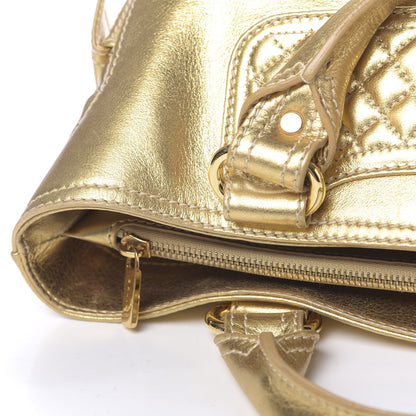 Celine Metallic Lambskin Quilted Boogie Satchel Gold 18 of 21