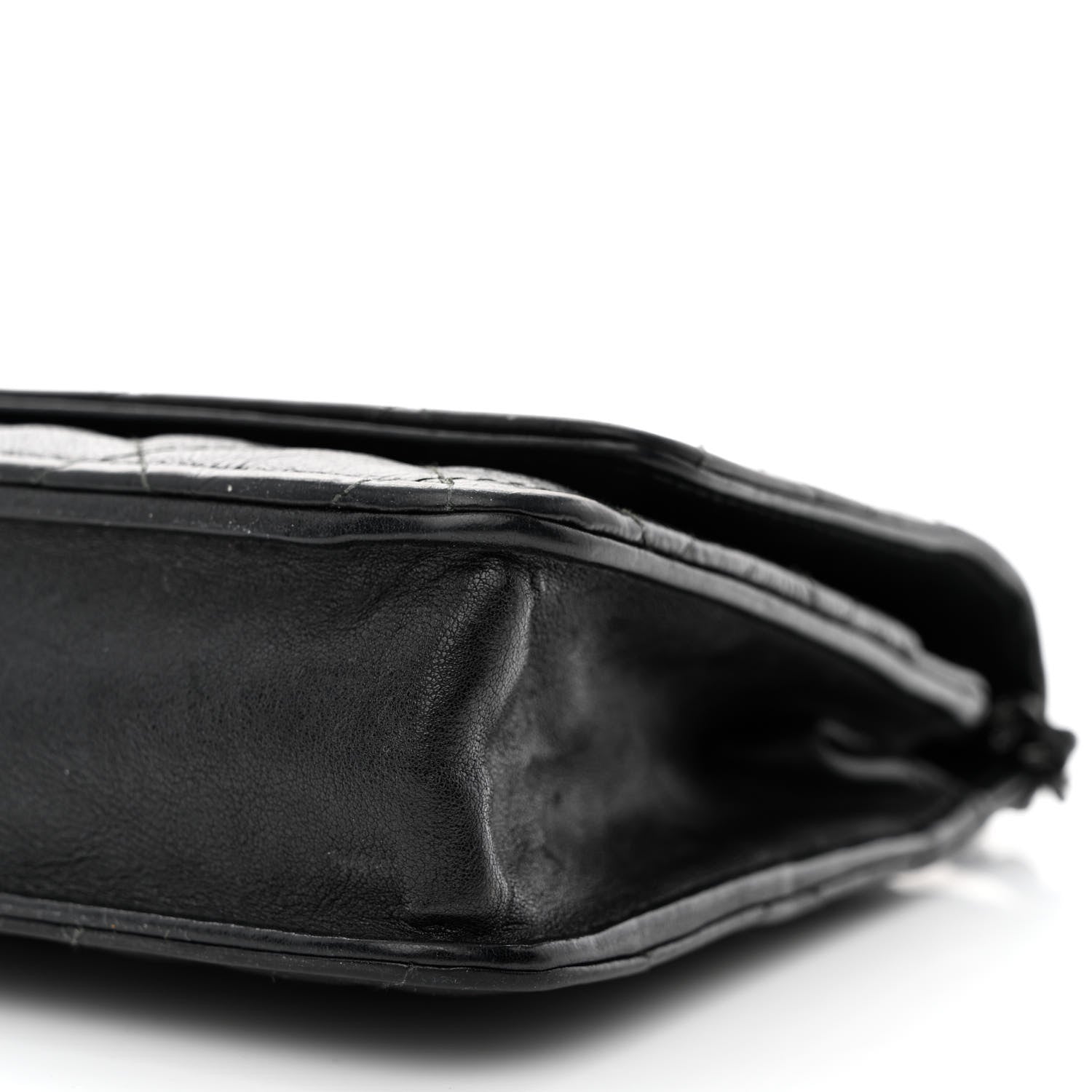 Chanel Crumpled Calfskin Quilted Wallet On Chain WOC So Black 11 of 17