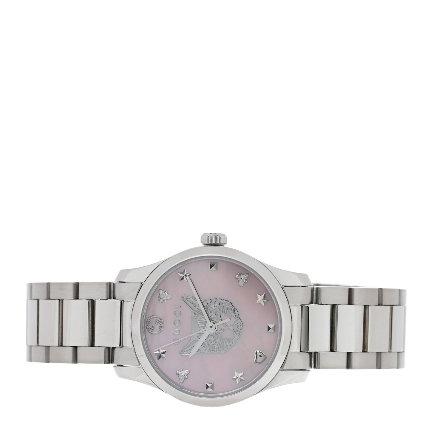 Stainless Steel Pink Mother of Pearl 27mm G-Timeless Cat Quartz Watch