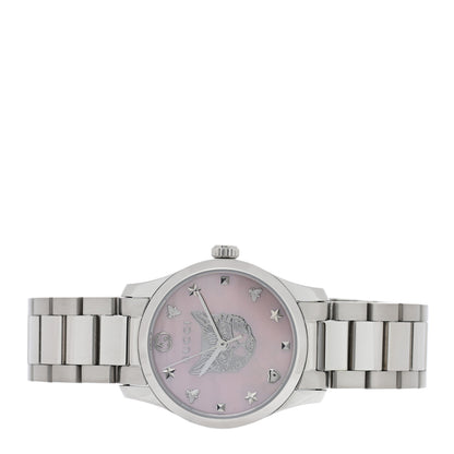 Gucci Stainless Steel Pink Mother of Pearl 27mm G-Timeless Cat Quartz Watch 2 of 5
