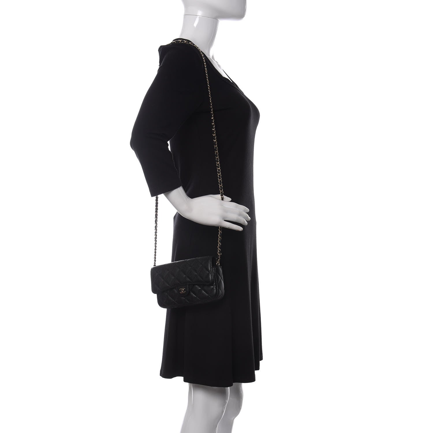 Chanel Caviar Quilted Flap Phone Holder With Chain Black 2 of 13