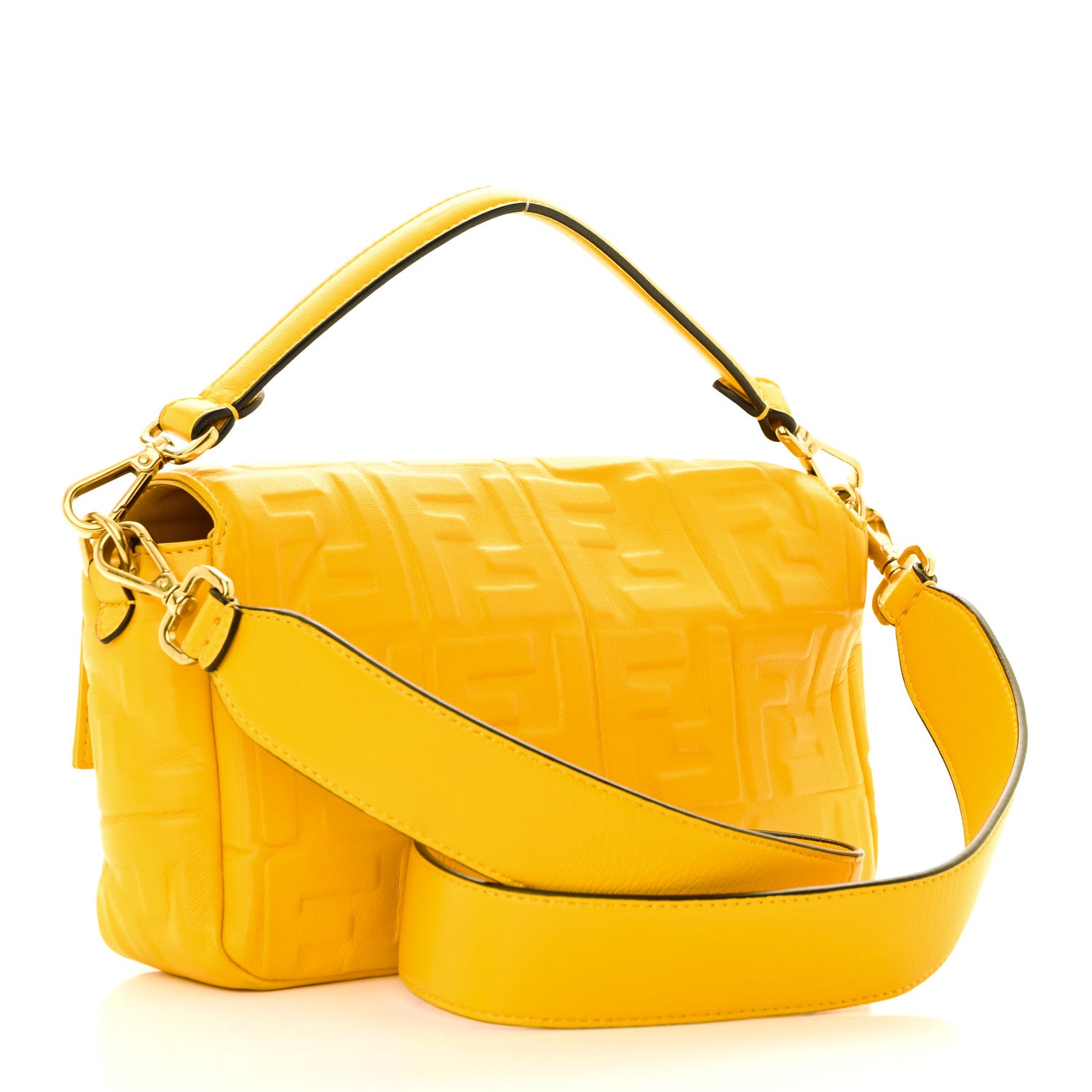 Fendi Nappa FF 1974 Embossed Baguette Mimosa 1303878 – FASHIONPHILE