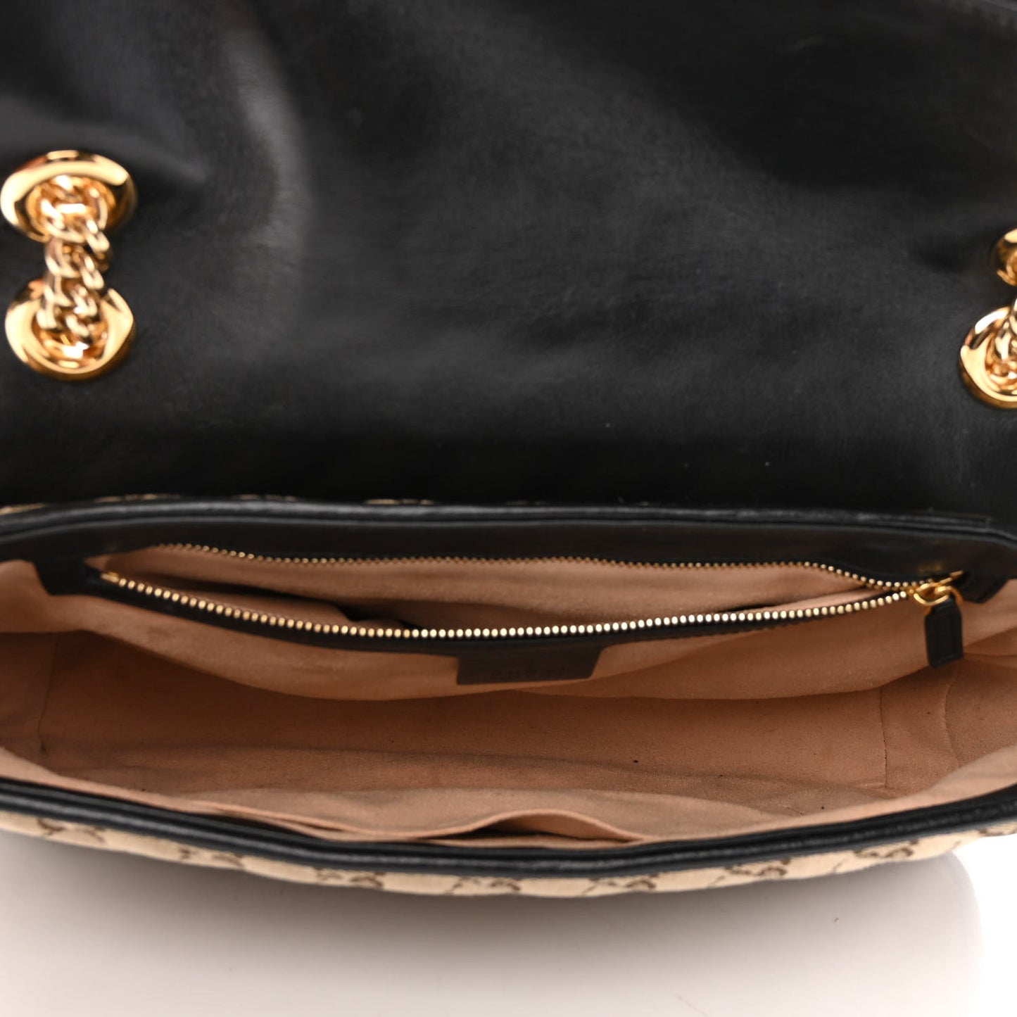 Monogram Azalea Calfskin Matelasse Diagonal Medium GG Marmont Shoulder Bag Beige Ebony Black