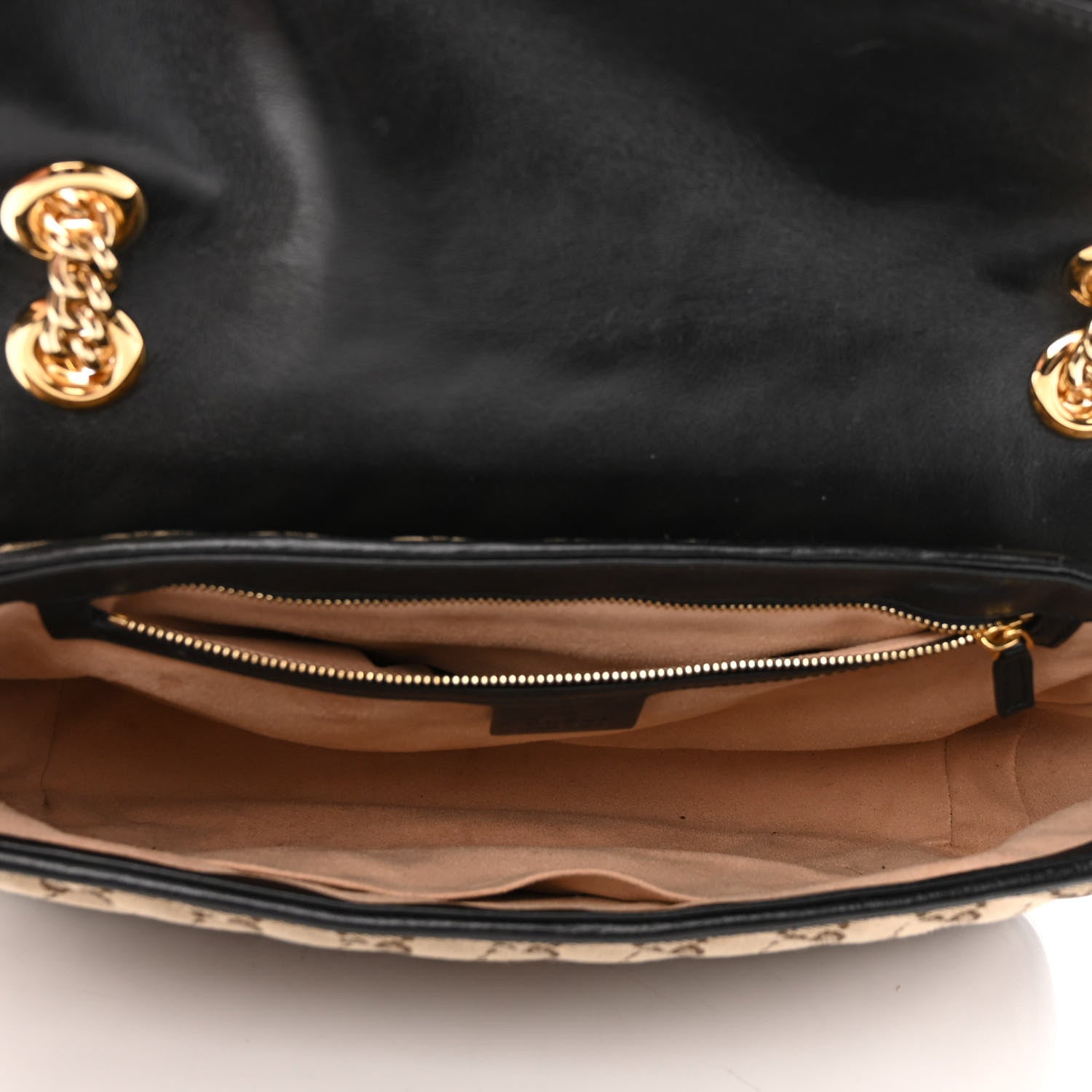 Gucci Monogram Azalea Calfskin Matelasse Diagonal Medium GG Marmont Shoulder Bag Beige Ebony Black 5 of 10