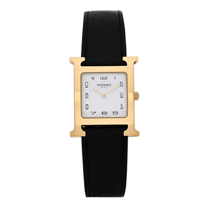 Hermes Stainless Steel Epsom 26mm Heure H Hour Quartz Watch Noir 1 of 5