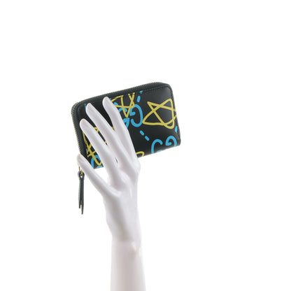 Gucci Calfskin GucciGhost Zip Around Card Case Black New Acquamarine 2 of 7