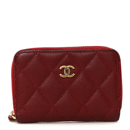 Chanel Caviar Quilted Zip Around Coin Purse Burgundy 8 of 9