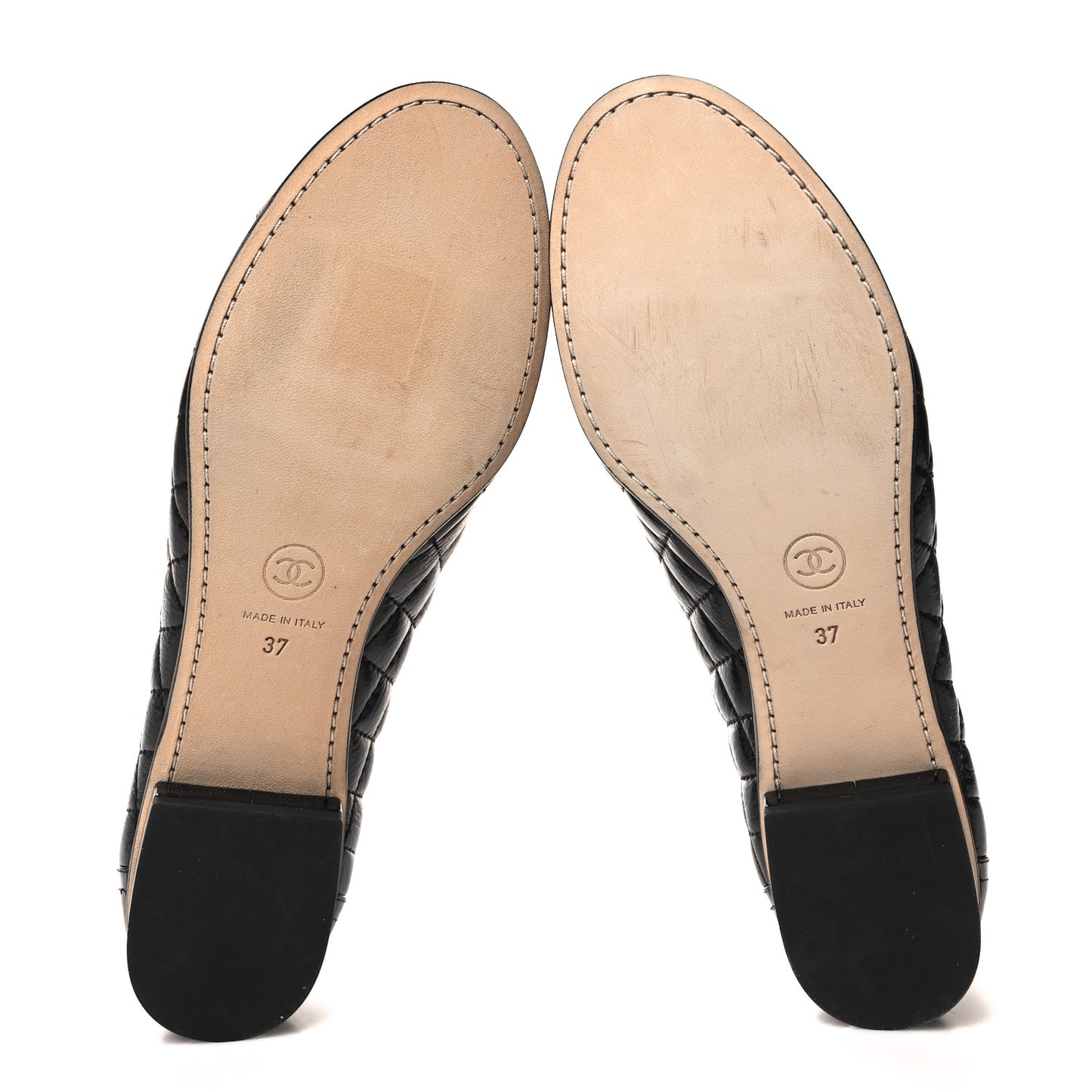 Grosgrain Glazed Lambskin Quilted Chain Loafers 37 Black