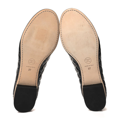 Chanel Grosgrain Glazed Lambskin Quilted Chain Loafers 37 Black 5 of 8