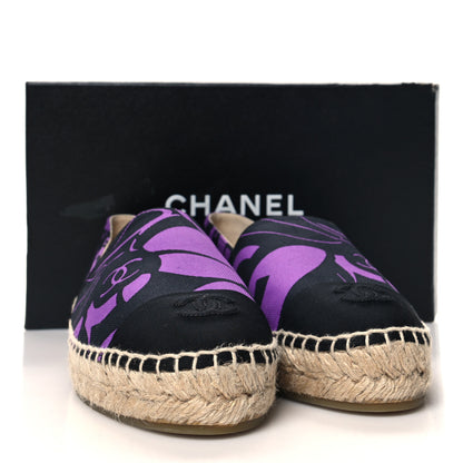 Chanel Cotton Grosgrain CC Printed Espadrilles 38 Purple Black 11 of 11