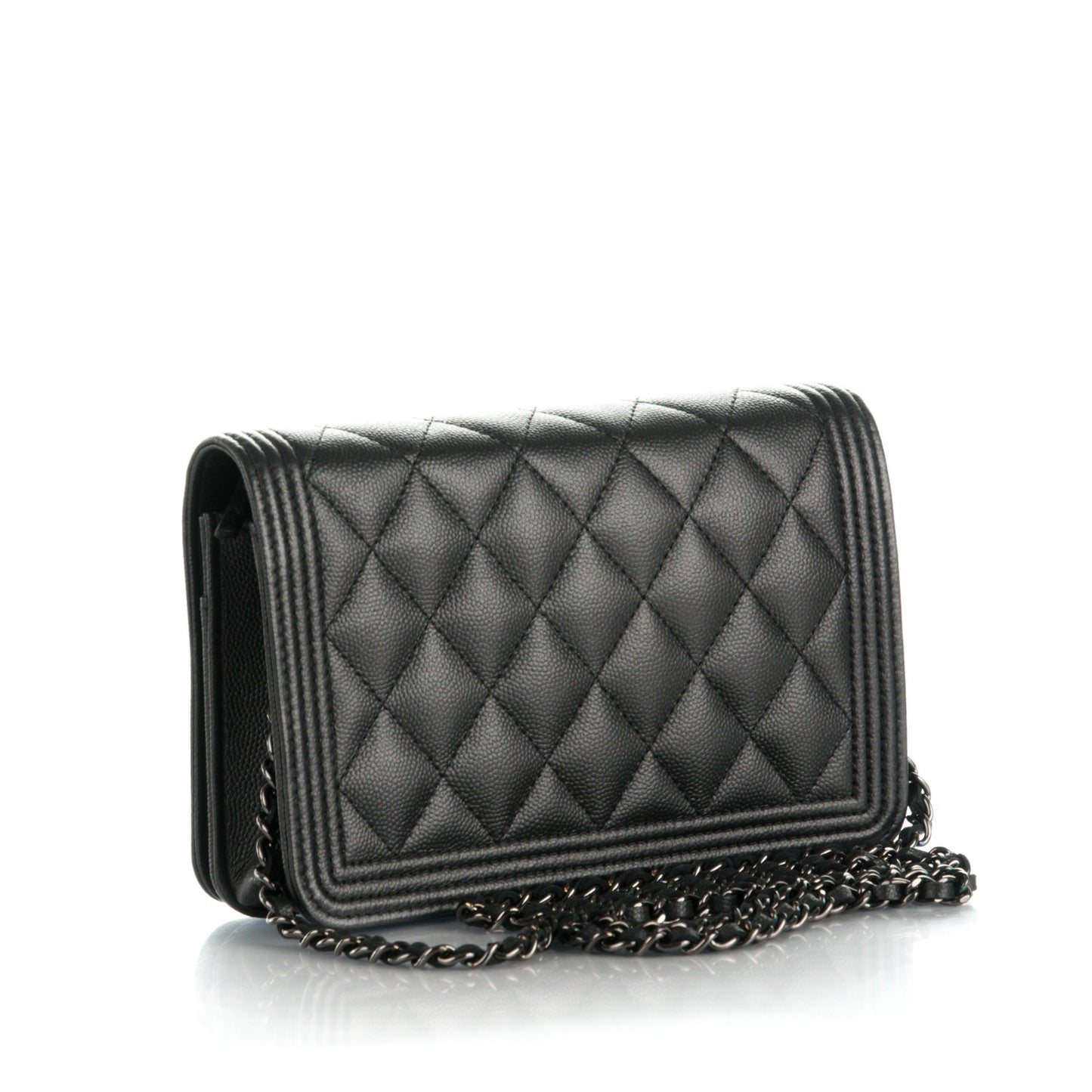 Calfskin Quilted Boy Wallet On Chain WOC So Black