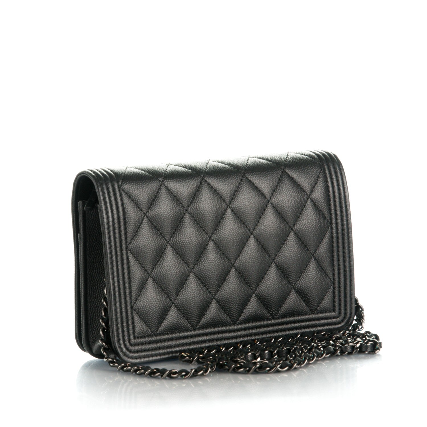 Chanel Calfskin Quilted Boy Wallet On Chain WOC So Black 3 of 8