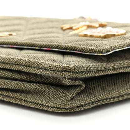 Chanel Canvas Quilted Coco Cuba Charms Wallet on Chain WOC Khaki 10 of 12
