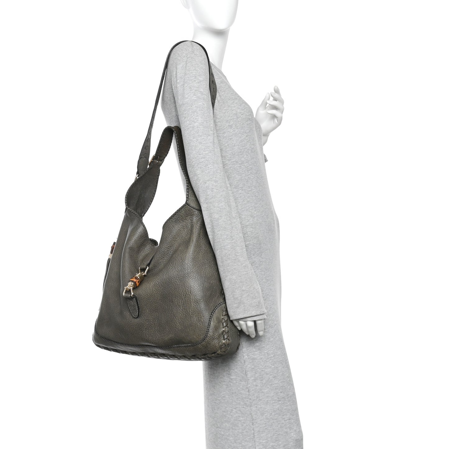Calfskin Large New Jackie Shoulder Bag Military