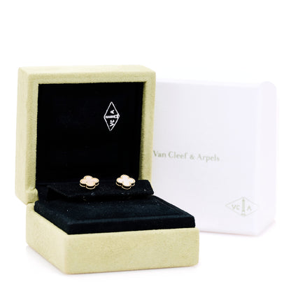 Van Cleef & Arpels 18K Yellow Gold Mother of Pearl Sweet Alhambra Earrings 5 of 5