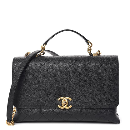 Chanel Grained Calfskin Stitched Flap Black 1 of 10