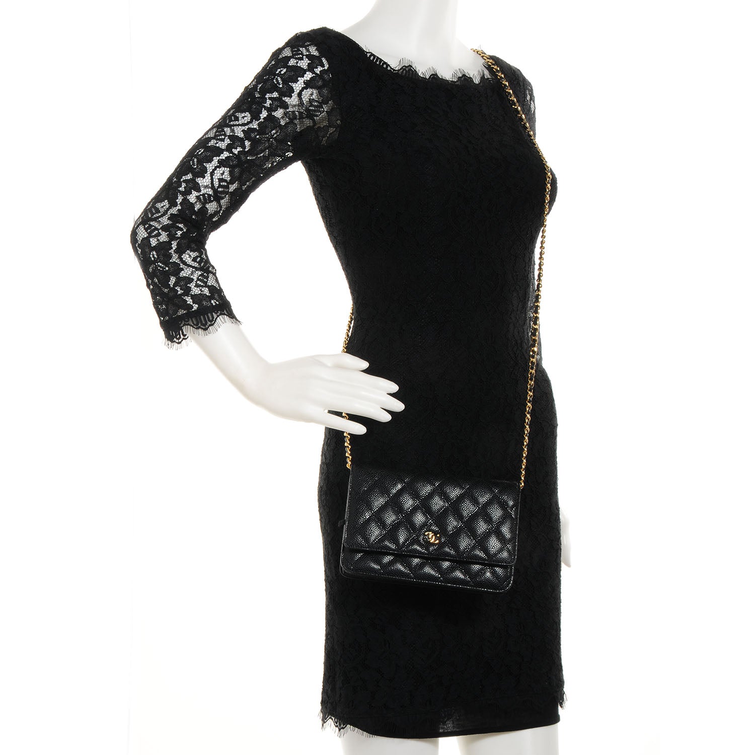 Chanel Caviar Quilted Wallet On Chain WOC Black 2 of 9